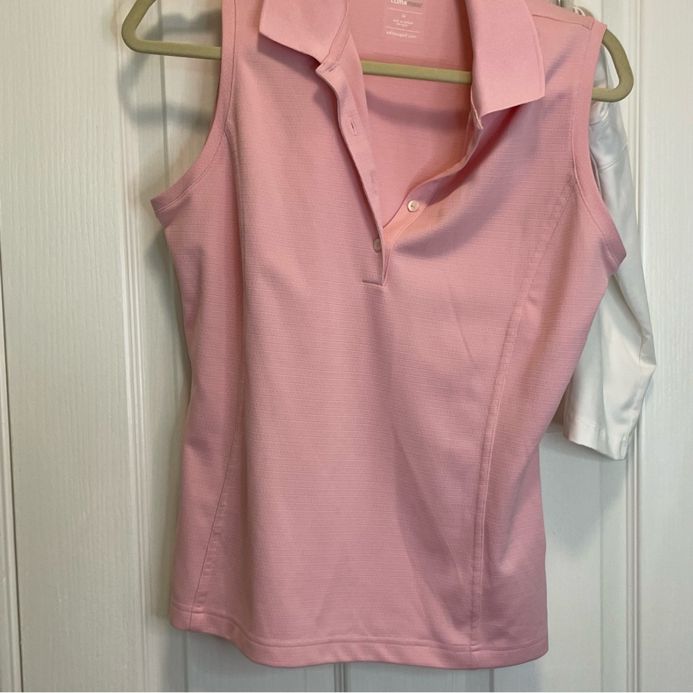 Ladie’s Adidas Clima Cool Sleeveless Golf Top Pink. Medium